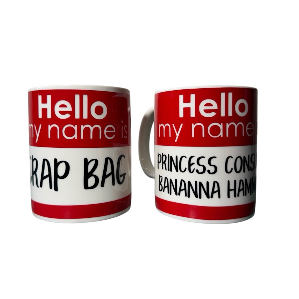 Personalized FRIENDS TV Mug, Princess Consuela and Crap Bag (Note Spelling)
